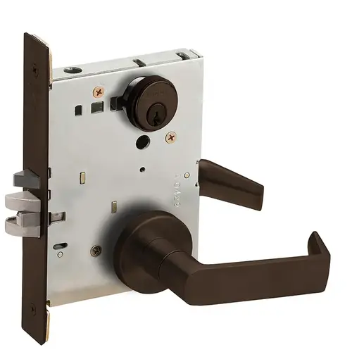 Entry / Office Mortise Lock C Keyway with 06 Lever and A Rose Aged Bronze Finish