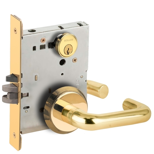 Entry / Office Mortise Lock C Keyway with 03 Lever and C Rose Bright Brass Finish