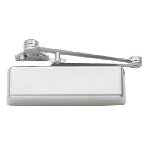 Parallel Arm Super Smoothee Heavy Duty Adjustable Surface Mounted Hold Open Cush Door Closer with Thru Bolts 689 Aluminum Finish