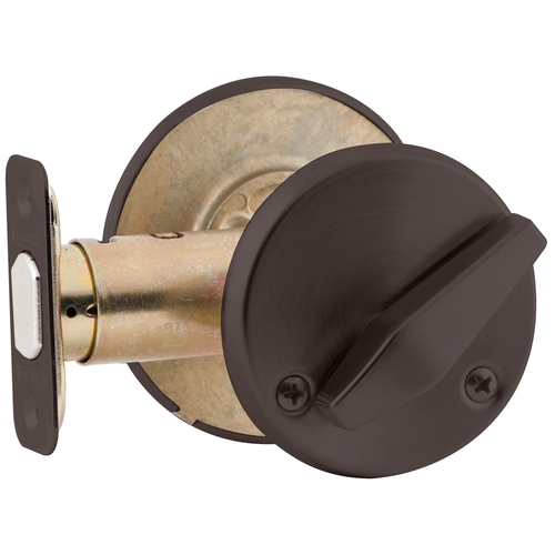 Grade 2 Turn by Blank Plate Deadbolt with 12287 Latch and 10094 Strike Aged Bronze Finish