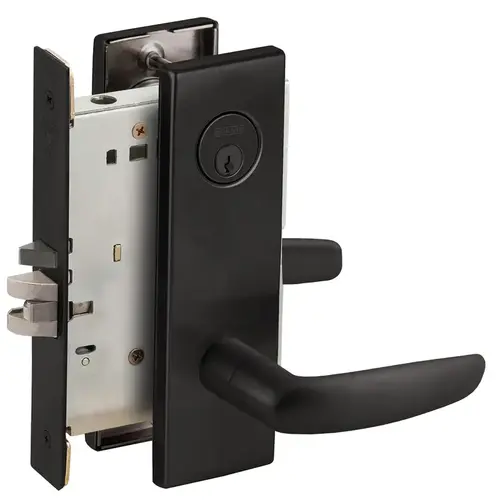 Entry / Office Mortise Lock with C Keyway with 07 Lever and N Escutcheon Matte Black Finish