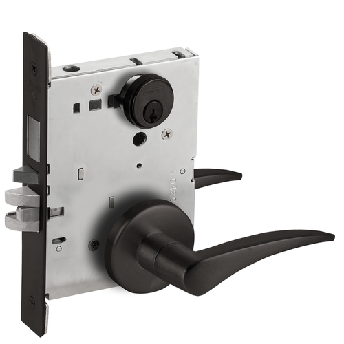 Left Hand Entry / Office with Deadbolt Mortise Lock with C Keyway with 12 Lever and B Rose Matte Black Finish