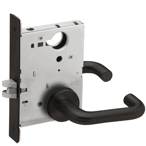 Passage Latch Mortise Lock with 03 Lever and A Rose Matte Black Finish