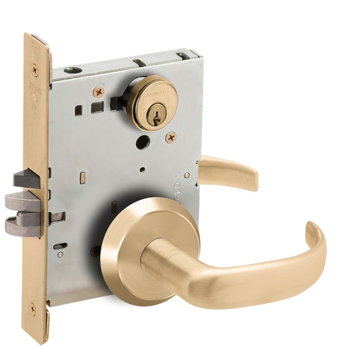 Entry / Office Mortise Lock C Keyway with 17 Lever and C Rose Satin Brass Finish