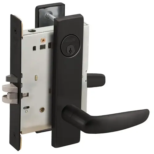 Storeroom Mortise Lock with C Keyway with 07 Lever and L Escutcheon Matte Black Finish