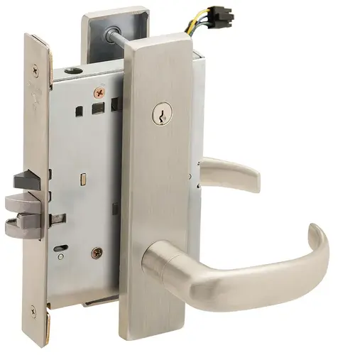 Electric Mortise Lock Satin Nickel Plated Clear Coated