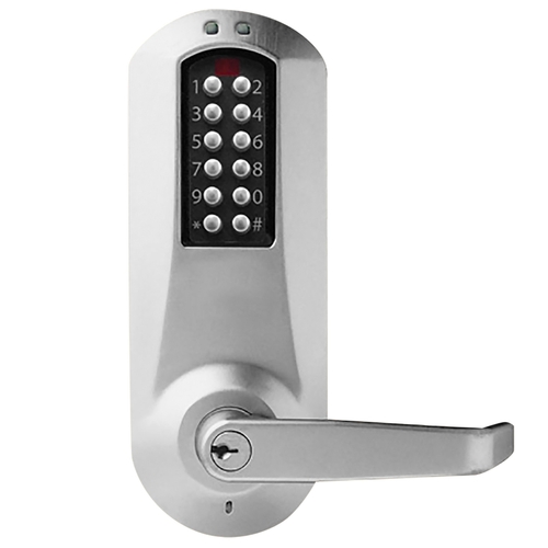 Schlage E-Plex 5000 Cylindrical Lock with Privacy, Winston Lever, Satin Chrome Finish - 100 Access Codes, 3,000 Audit Events, KIL, Schlage C Keyway, 2-3/4" Backset, 1/2" Throw