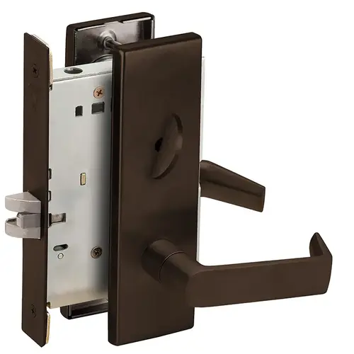 Bed / Bath Privacy Mortise Lock with 06 Lever and N Escutcheon Aged Bronze Finish