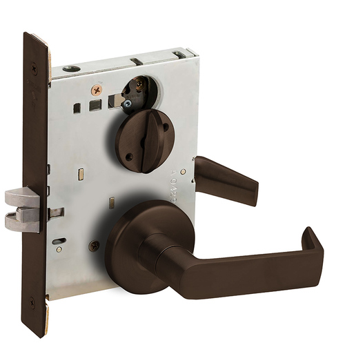 Bed / Bath Privacy Mortise Lock with 06 Lever and B Rose Aged Bronze Finish