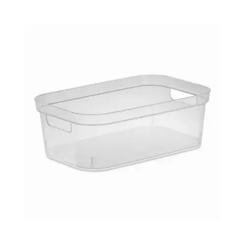 Small Storage Bin, 7 qt Capacity, Polypropylene, Clear, 12-1/4 in L, 8 in W, 4-1/4 in H