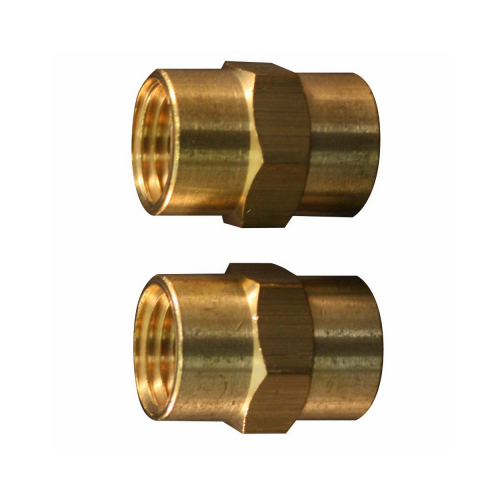 Milton Industries, Inc. S-643 Hex Coupling Hose Fitting, Brass, 1/4 In. FNPT, 2-Pk.