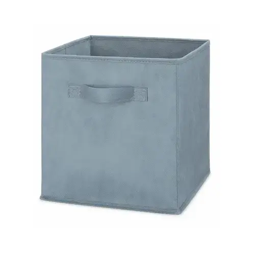 Fabric Storage Cube, Collapsible, Light Blue, 10.5 x 10.5 x 11 In.