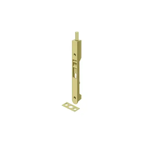 7" Length Flush Door Bolt Round Corner Polished Brass