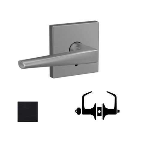 Eller Lever with Collins Rose Keyed Entry Lock C Keyway with 16086 Latch and 10027 Strike Matte Black Finish