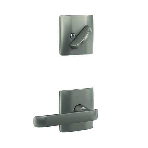 Clybourn Lever with Dalton Rose Dummy Interior Trim Satin Nickel Finish