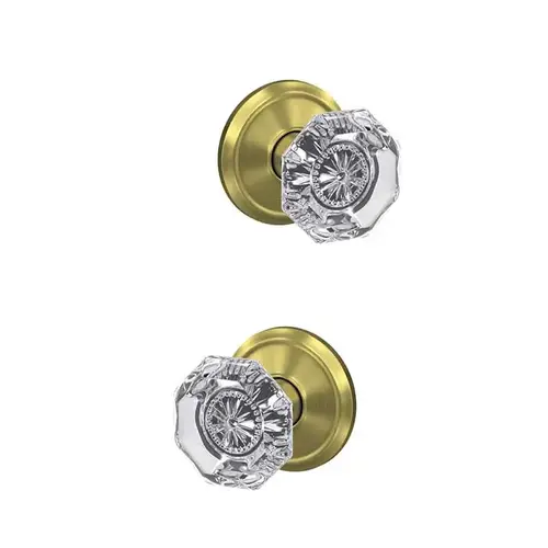 Alexandria Knob with Alden Rose Non Turning Dummy Lock Satin Brass Finish