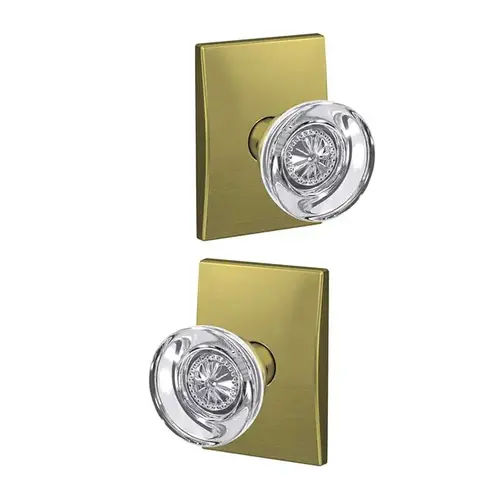 Hobson Knob with Century Rose Non Turning Dummy Lock Satin Brass Finish