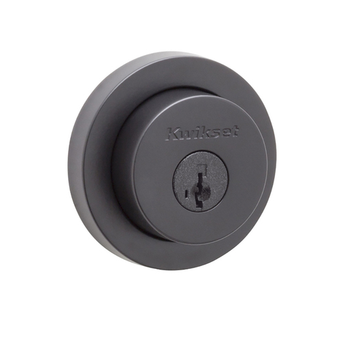 Kwikset 159RDT-514S Milan Round Double Cylinder Deadbolt SmartKey with RCAL Latch and RCS Strike KA3 Iron Black Finish