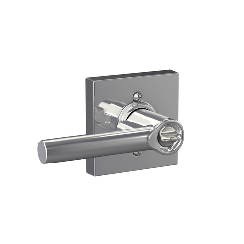 Broadway Lever with Collins Rose Keyed Entry Lock C Keyway with 16086 Latch and and 10027 Strike Bright Chrome Finish