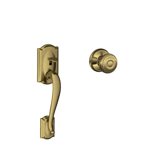 Camelot with Georgian Knob Bottom Half Handleset with 16080 Latch and 10063 Strike Antique Brass Finish