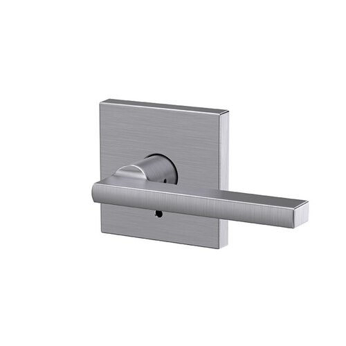 Latitude Lever with Collins Rose Passage and Privacy Lock with 16600 Latch and 10027 Strike Satin Chrome Finish