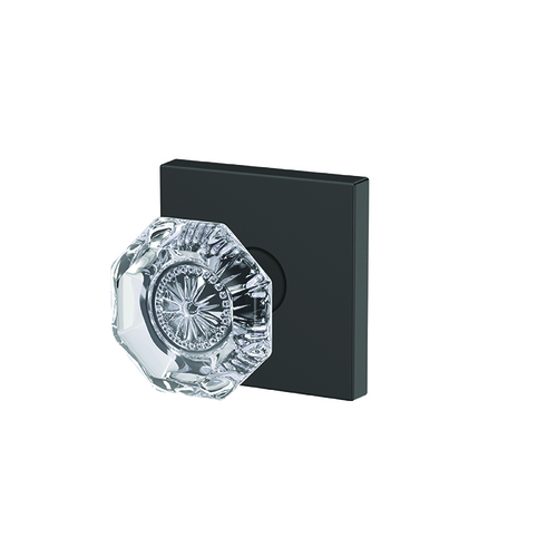 Alexandria Knob with Collins Rose Passage and Privacy Lock with 16600 Latch and 10027 Strike Matte Black Finish