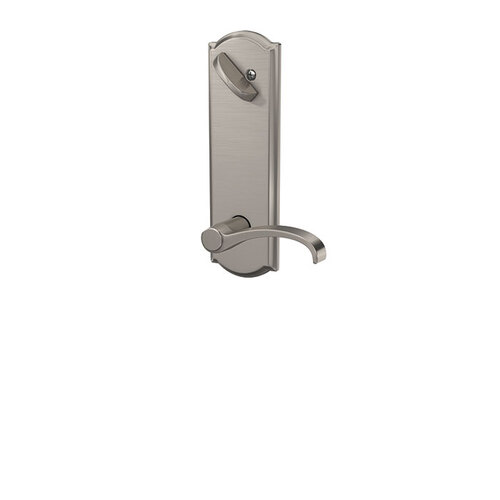 Custom Whitney Lever with Camelot Escutcheon Interior Active Trim with 16680 Latch and 10269 Strike Satin Nickel Finish