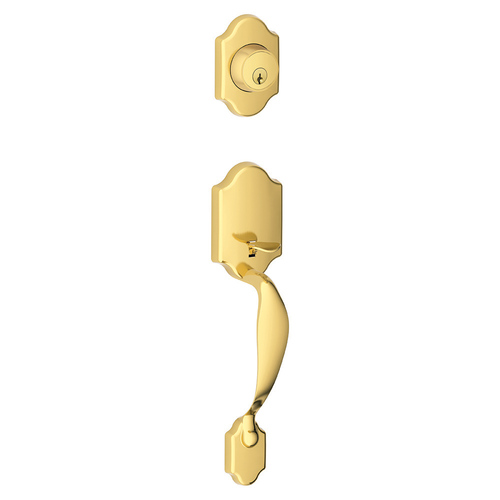 Schlage J Dexter Series JH58PRS605 Outside Active Handleset Paris Bright Brass Finish C Keyway