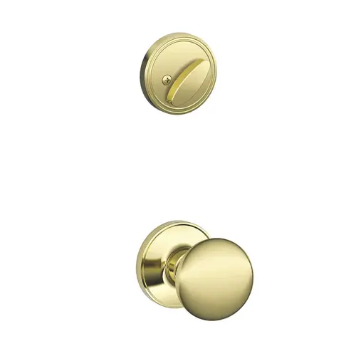 Interior Active Handleset Trim Stratus Bright Brass Finish with Adjustable Latch and Radius Strikes