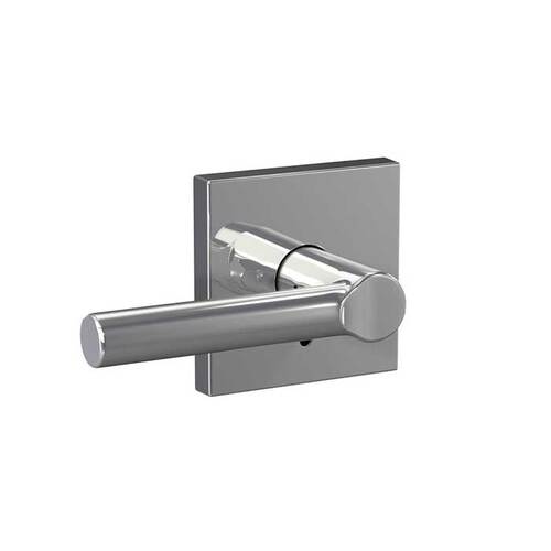 Broadway Lever with Collins Rose Passage and Privacy Lock with 16600 Latch and 10027 Strike Bright Chrome Finish