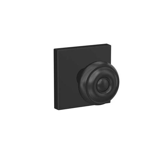 Georgian Knob with Collins Rose Passage and Privacy Lock with 16600 Latch and 10027 Strike Matte Black Finish