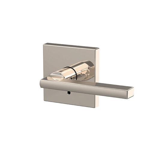 Latitude Lever with Collins Rose Passage and Privacy Lock with 16600 Latch and 10027 Strike Bright Nickel Finish