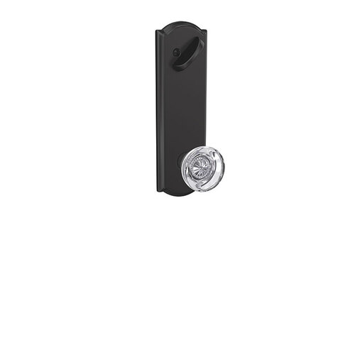 Custom Hobson Knob with Camelot Escutcheon Interior Active Trim with 16680 Latch and 10269 Strike Matte Black Finish