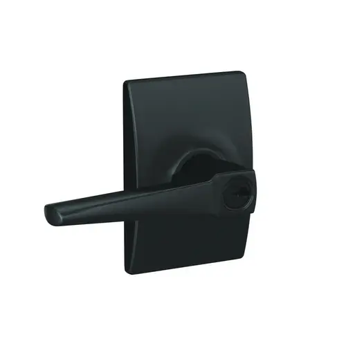 Eller Lever with Century Rose Keyed Entry Lock C Keyway with 16086 Latch and 10027 Strike Matte Black Finish