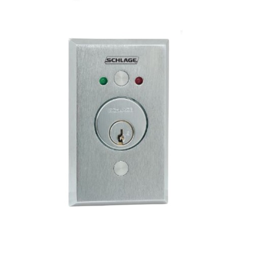 Schlage 653-04 L2 SPDT Maintained Single Direction Heavy Duty Keyswitch with Two LED Aluminum Finish Satin Stainless Steel