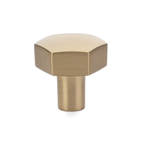 1-1/8" Mod Hex Cabinet Knob Satin Brass Finish