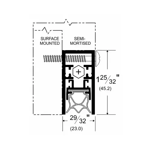 36" Surface Mounted Automatic Door Bottom with PemkoPrene Clear Aluminum Finish Clear Anodized Aluminum 4301CPKL36