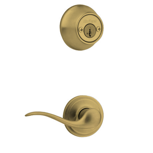 Kwikset Right Hand Tustin Signature Series Interior Double Cylinder Handleset Trim Antique Brass Finish