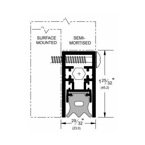 36" Surface Mounted Automatic Door Bottom with EPDM Clear Aluminum Finish Clear Anodized Aluminum 4301CRL36