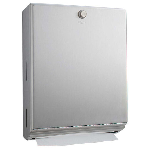 Surface Mounted Paper Towel Dispenser with Knob Latch for 400 C Fold or 525 Multi Fold Satin Stainless Steel Finish