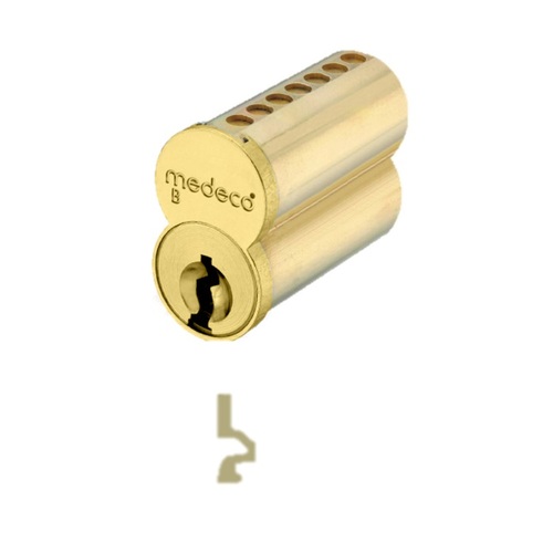 7 Pin Uncombinated Small Format Interchangeable Core with WG Keyway and Clip Retainer Satin Brass Finish