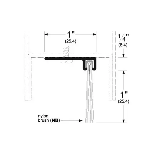 36" 90 Degree Aluminum Retainer with Nylon Brush Clear Aluminum Finish