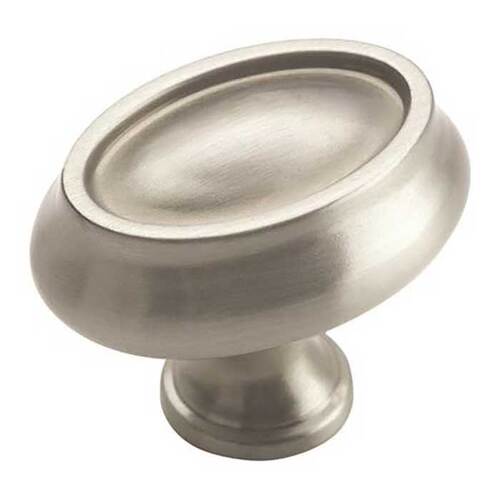 Manor Transitional Round Cabinet Knob For Kitchen And Cabinet Hardware 1 1/2" Length Satin Nickel