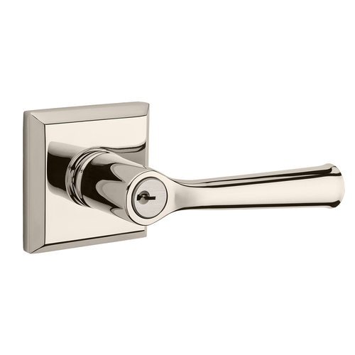 Entry Federal Lever and Traditional Square Rose with 6AL Latch and Dual Strike Lifetime Bright Nickel Finish - 141 Finish Replaced by 055 *