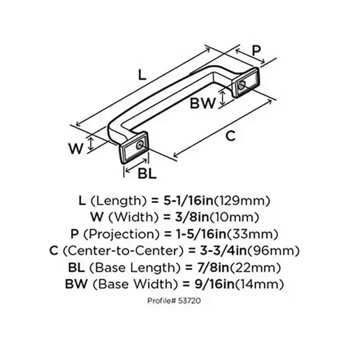 3-3/4" (96 mm) Center to Center Westerly Cabinet Pull Graphite Finish