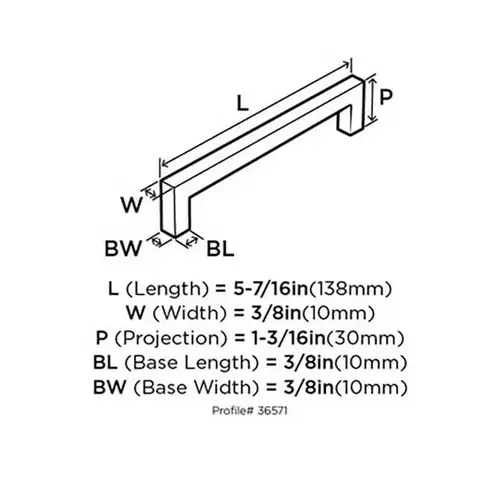 5-1/16" (128 mm) Monument Cabinet Pull Bright Nickel Finish