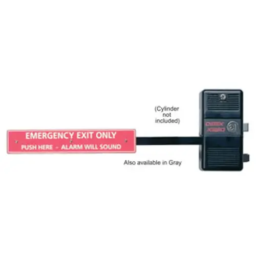 Fire Rated Exit Alarm Long Push Paddle Type, Deadbolt Panic Device for Secondary Exits, Photo Luminescent Paddle Sign, 100DB, 24-1/8" Paddle Gray