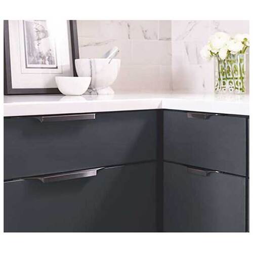 Extent 8-9/16 in (217 mm) Center-to-Center Black Chrome Cabinet Edge Pull