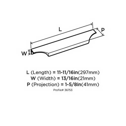 Extent 8-9/16 in (217 mm) Center-to-Center Polished Chrome Cabinet Edge Pull