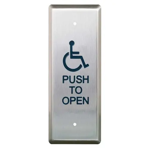 Narrow Vertical Push Plate Switch with Wheelchair and Push to Open Satin Stainless Steel